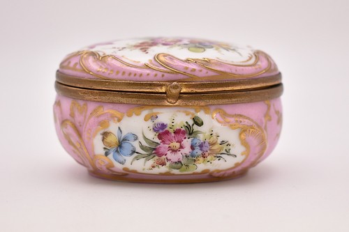 Antique pink porcelain box - pink,