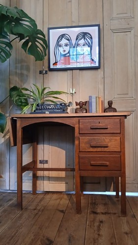 Vintage oak desk - oak, with