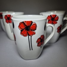 6x Poppy Mugs Waterside Red