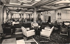 Smoke Room Dominion Monarch Ship  Shaw Savill Line Postcard