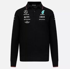 Mercedes Mens F1 Shirt Long Sleeve Knitted Polo AMG Petronas 2023 Tommy Hilfiger