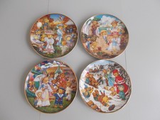 Franklin Mint Porcelain Teddy Bears Collector Plates. By Carol Lawson 4 In Set