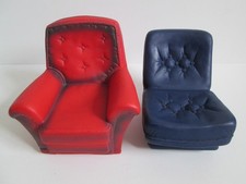 Vintage Pedigree Sindy Doll Red Armchair & Blue Rocker Chair