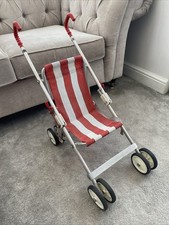 Vintage 1970's Maclaren Play Buggy ~ dolls pram ~ red / white striped