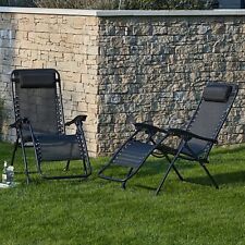 Set of 2 Black Helsinki Zero Gravity Loungers