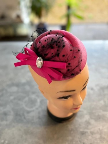 Hot pink fascinator - pink, pillbox