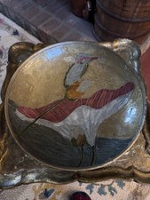 Large Vintage Enamel Bowl Bird