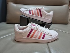 K-Swiss Ladies Court Winston Trainers UK 7 Leather WHITE/CACTUS FLOWER/SHELL