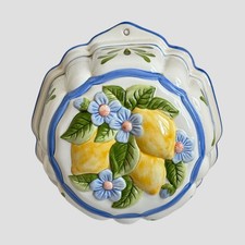 Vintage Ceramic Jelly Mould Lemon & Flower Relief Design Kitchen Home Decor