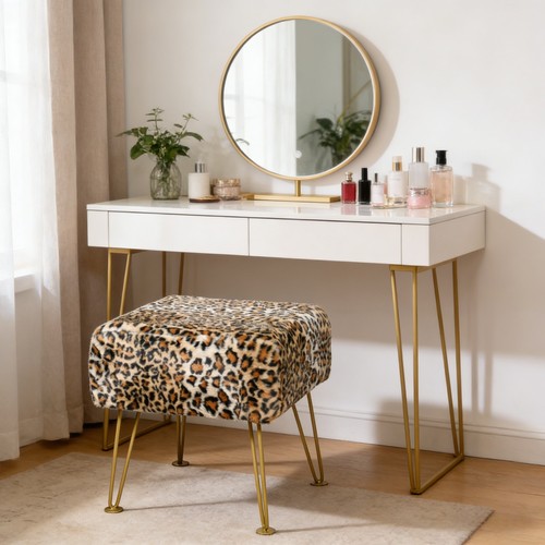 Hst leopard print ottoman faux - ottoman,