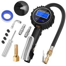 LCD Digital Tyre Inflator Pressure Gauge Air Line Clip on Tyre Pump Compressor