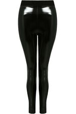 WOMENS SEXY LATEX LEGGINGS BLACK-OPTIK VINYL WETLOOK CLUBWEAR SIZE 6-12