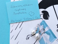 100% Genuine Tiffany & Co Olive Leaf Pearl Dangle earrings - Sterling Silver