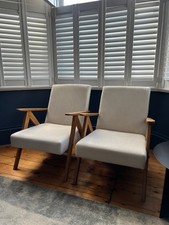 Mid-Century Model B 310 Var Easy Chairs in Light Beige Zig Zag Fabric, 1960s