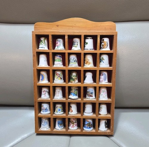 Vintage wooden thimble display - vintage,