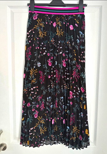 Joules black floral pleated - black,