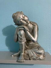 buddha ornament silver/chrome colour large indoor