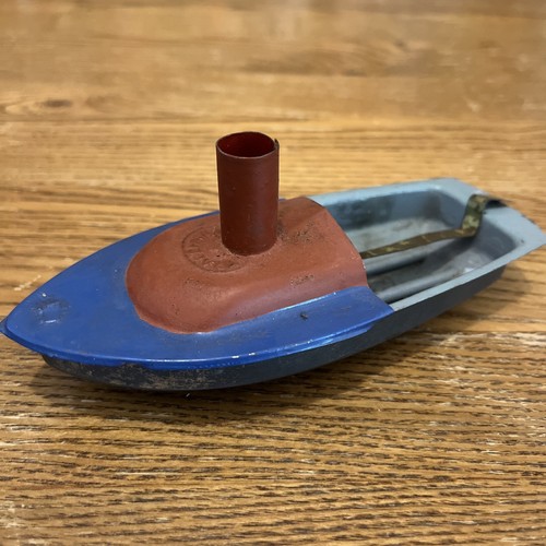 Vintage tin plate steam boat - vintage,