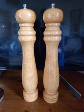 Extra Large 13" Vintage Salt & Pepper Mills Grinder Natural Wood