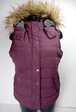 FAT FACE Solstice Padded Gilet UK 12 Plum Down & Feather Hooded Body Warmer