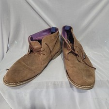 Lambretta Chukka Boots Mens Size 12 Brown Faux Suede Lace Up Carnaby 3 Round Toe