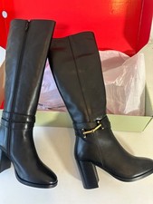 TED BAKER ARNYA BOOTS leather TALL NEW High Heel Block BLACK GOLD  £150 BNIB 5 6