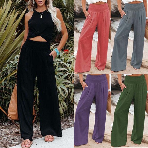 Wide leg trousers cotton linen - cotton,