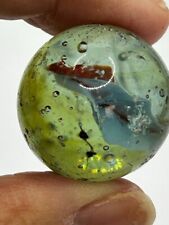 Vintage marble large cats eye blue yellow glass toys collectable 60s 70s 80s