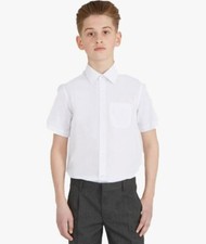Twin Pack BHS Boys WHITE short sleeved Teflon coated school shirt BNWT