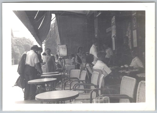 Vtg snapshot group dining - vtg, b&w
