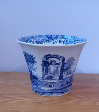 Spode Blue Italian Fluted Plant Pot, Cache Pot. 18cm Tall. Excellent Condition