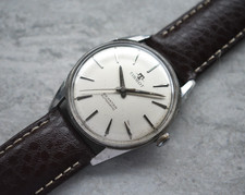 1962 Vintage Tissot Seastar Seven Mechanical Silver Dial Leather Watch Rare