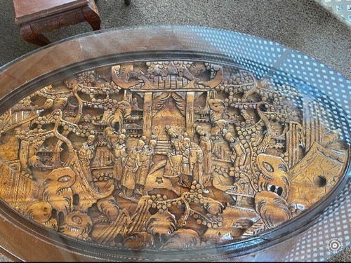 Chinese oval coffee table with - oval,