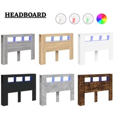 LED Headboard Bed Header Bedroom Storage Bed Headboard Engineered Wood Vidaxl