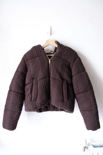 Zara burgundy knit puffer - burgundy,