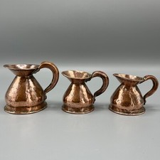 3 Antique Victorian Solid Copper Graduated Jugs SMALL MINI Apprentice Pieces