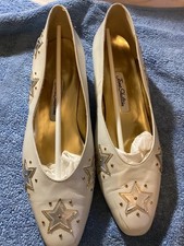 Jane shilton ladies cream court shoe with star pattern size 6 1/2