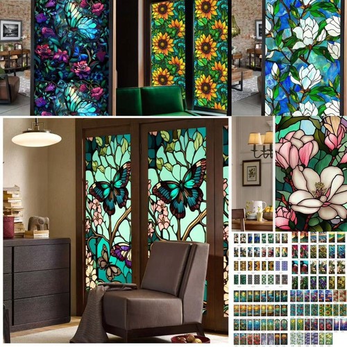 Window film floral bird - window,