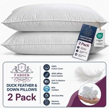 Duck Feather Pillows Pair