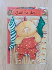 Andrew Brownsword Large Christmas Card Bear in Stocking Just For You BN