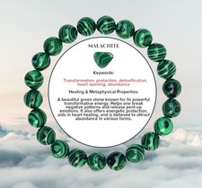 Malachite 8mm Natural Gemstone Crystal Beaded Elastic Bracelet