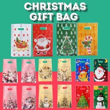 20 Christmas Xmas Festive Cello Cellophane Bags Twist Ties Snowflake Santa Treat
