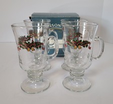 4 Johnson Brothers Victorian Christmas Pattern Irish Coffee Mugs 5 3/4"