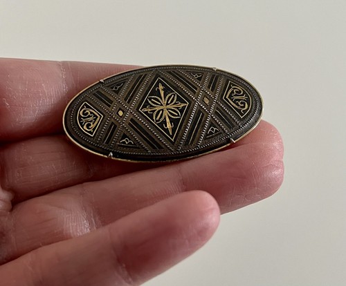 Vintage 1940s damascene brooch - 1940s,