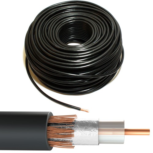 25m black rg6 coaxial cable - black,