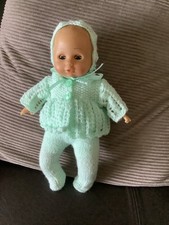 New Hand Knit Pram Set with Vintage Baby Doll -