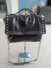 Zara Woman Brown Faux Leather Crossbody Shoulder Bag with Silver Chain Strap VGC