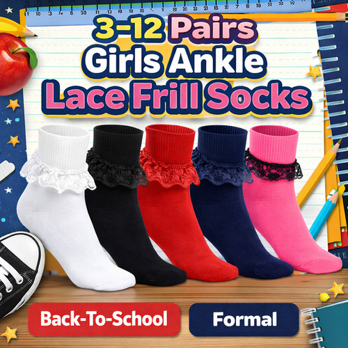 Pairs girls ankle socks - 3-12,
