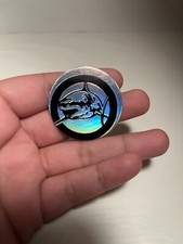 Vntg POG 1990s Shark Foil Shiny Silver Black Cap Milk Bottle Top HTF Toy Game