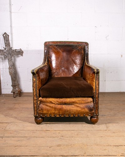 Antique leather art deco club - antique,